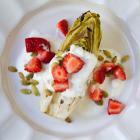 Grilled Endive with Strawberries, Pepitas, and Feta Cheese Dressing