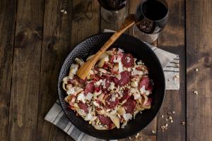 Endive Salad with Grilled Salami & Pears